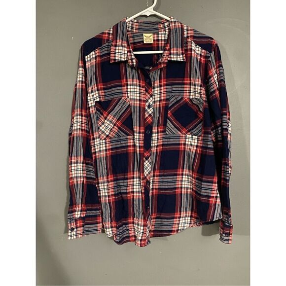 Faded Glory Plaid Button Up Long Sleeve Shirt Size XL - Picture 1 of 5